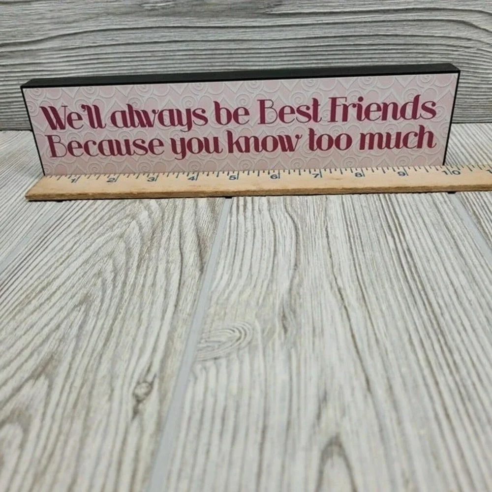 Wood Box Sign Best Friends Pink Funny‎ Friendship Quote 9.5 Inch